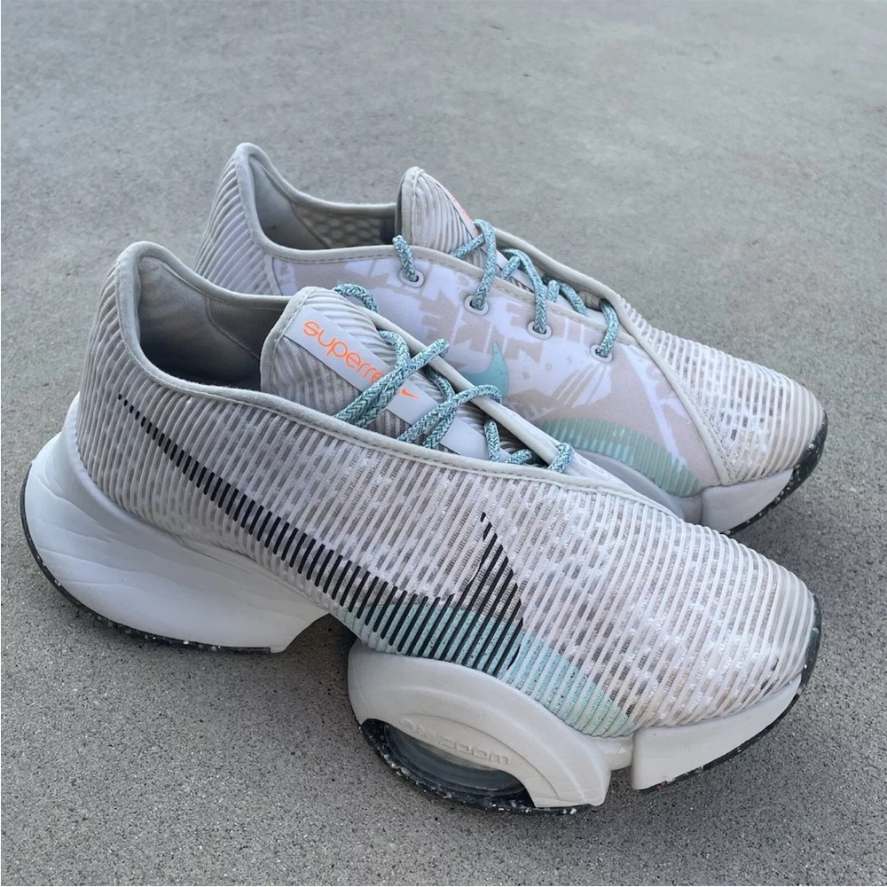 Nike White and Light Blue Athletic Shoes